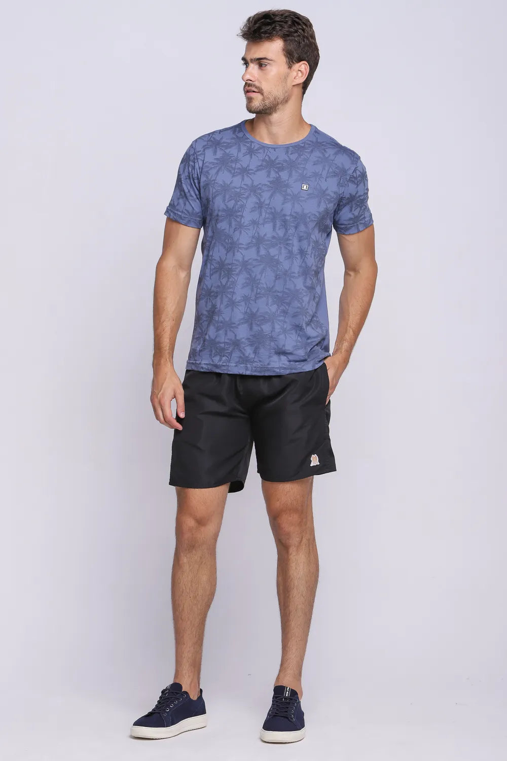 Short Vôlei Masculino Básico Liso Preto