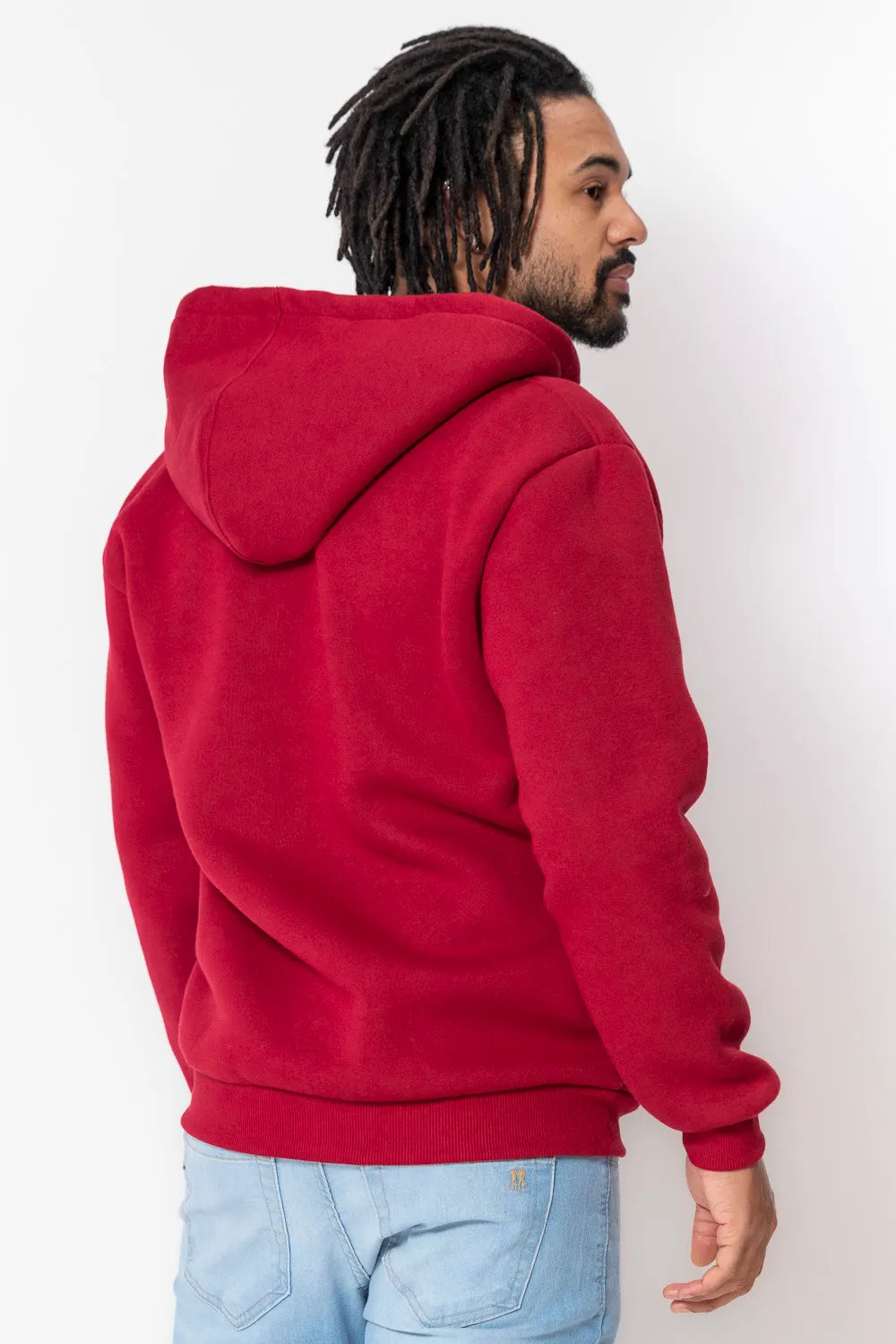 Blusa Moletom Masculina Com Zíper Vermelho Médio