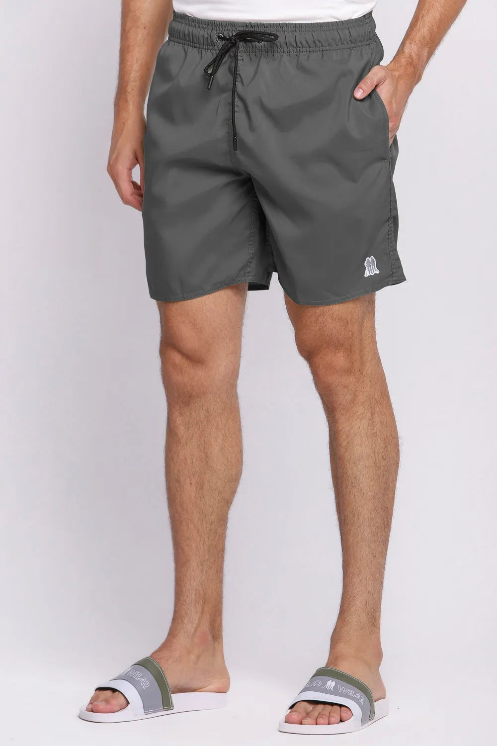 Short Vôlei Masculino Básico Liso Cinza Escuro