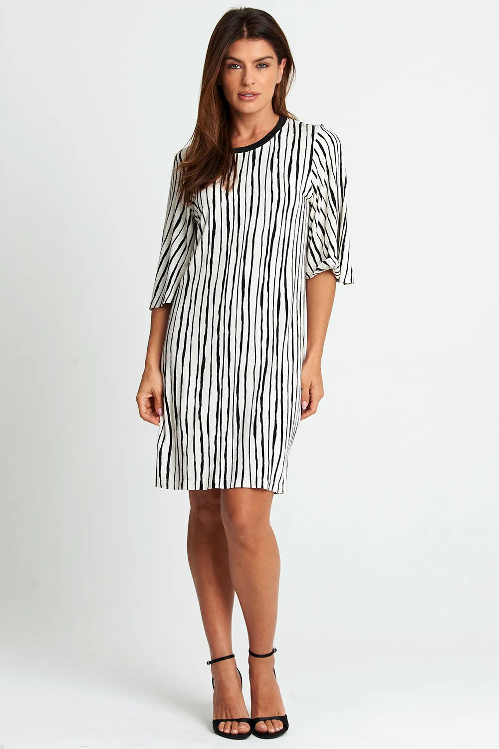 Vestido Malha Listrada Off White