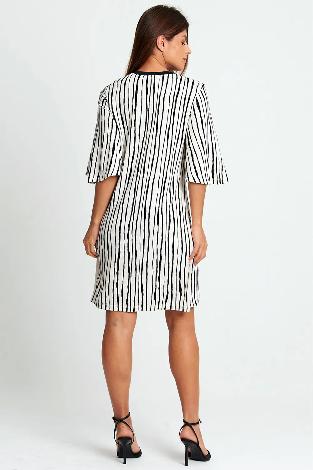 Vestido Malha Listrada Off White