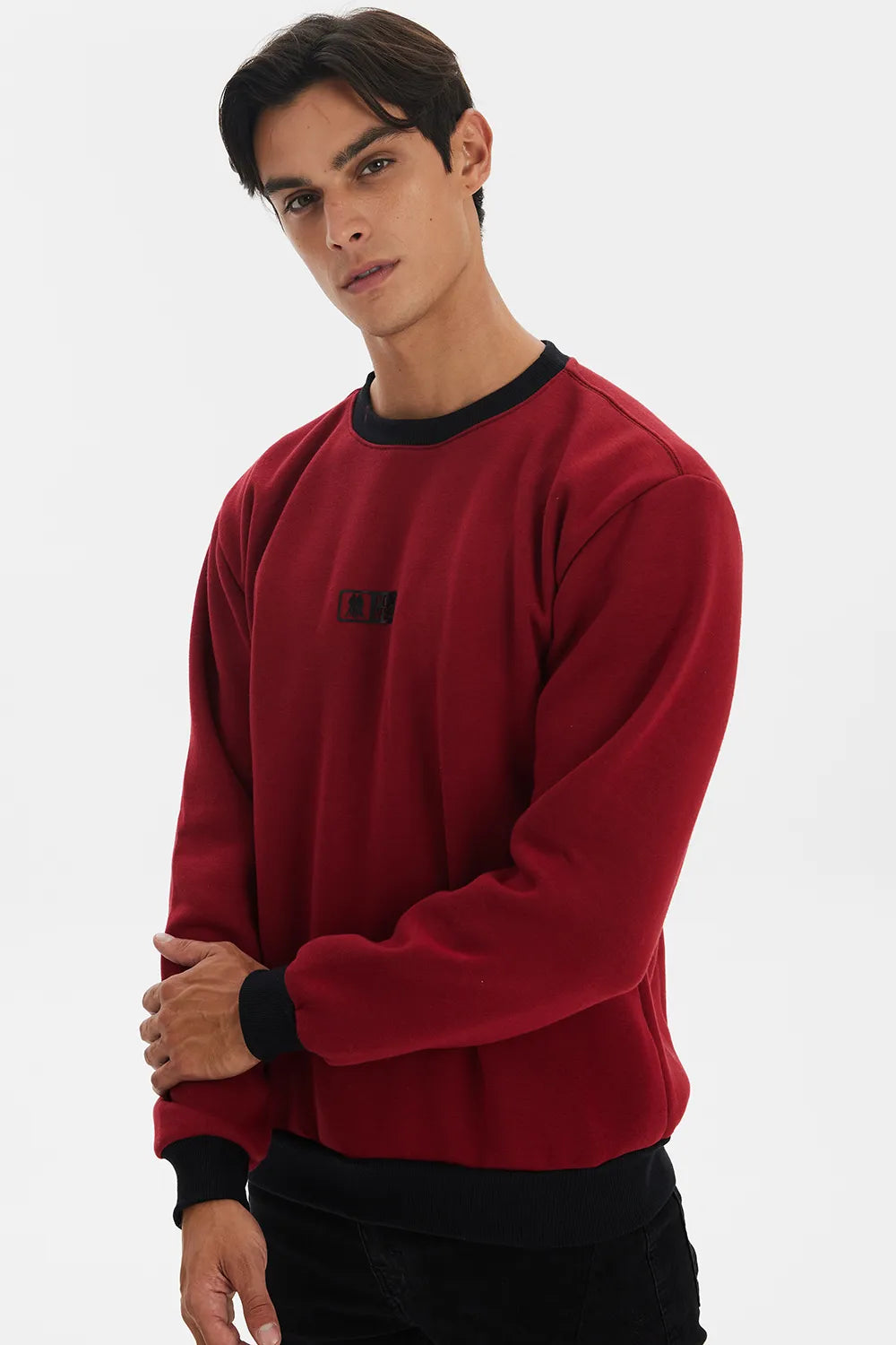 Blusa Moletom Masculina Gola Careca Vermelho Médio