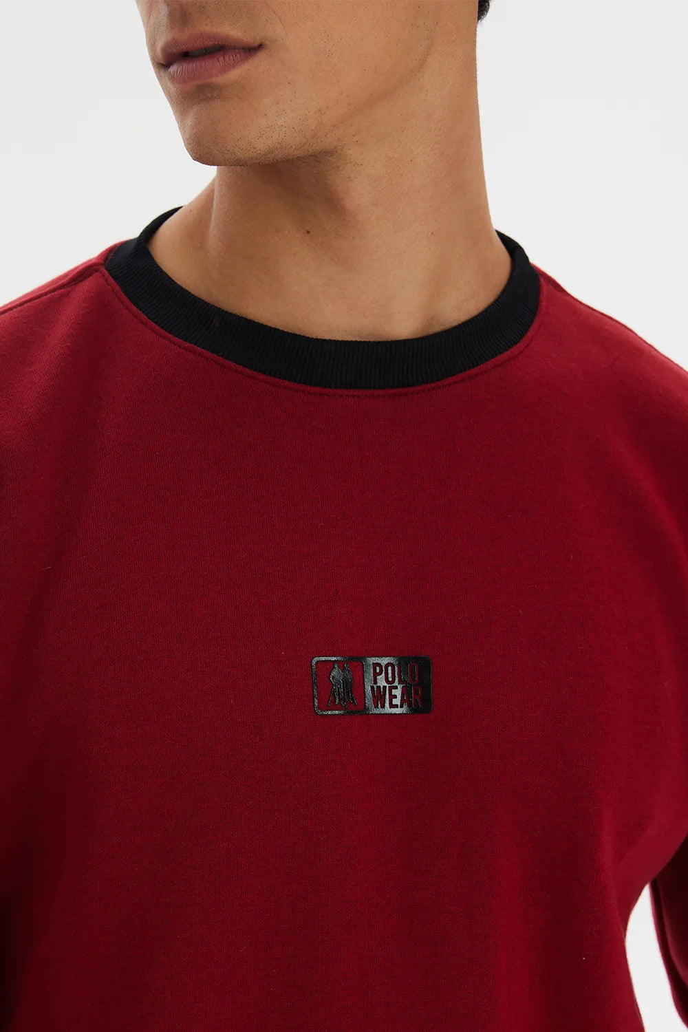 Blusa Moletom Masculina Gola Careca Vermelho Médio