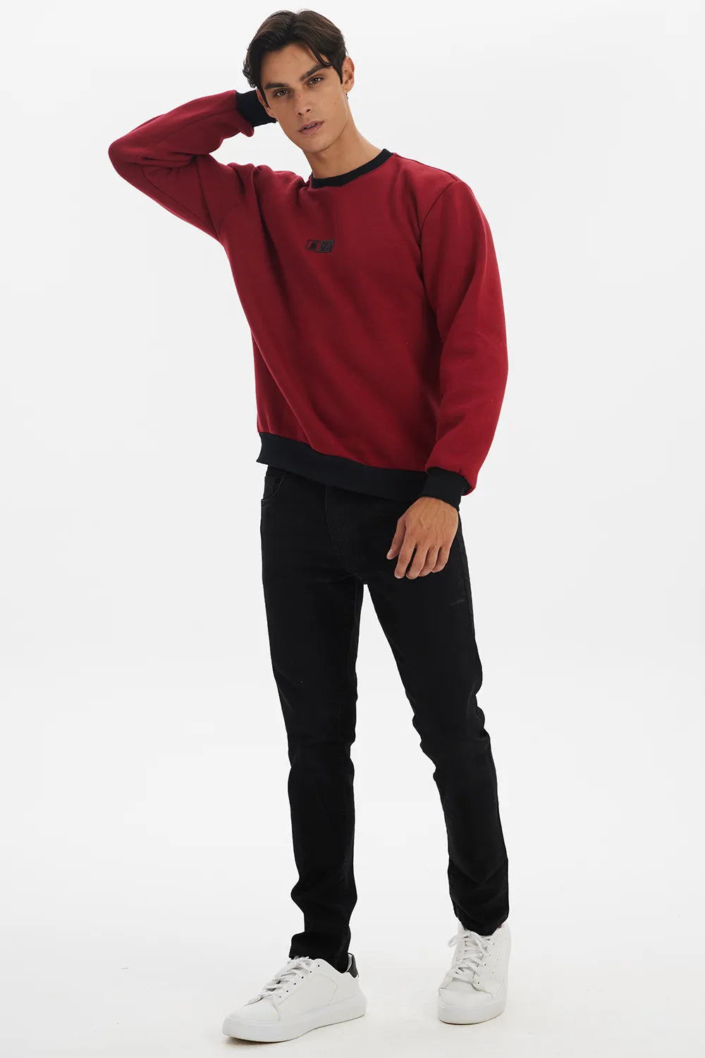 Blusa Moletom Masculina Gola Careca Vermelho Médio