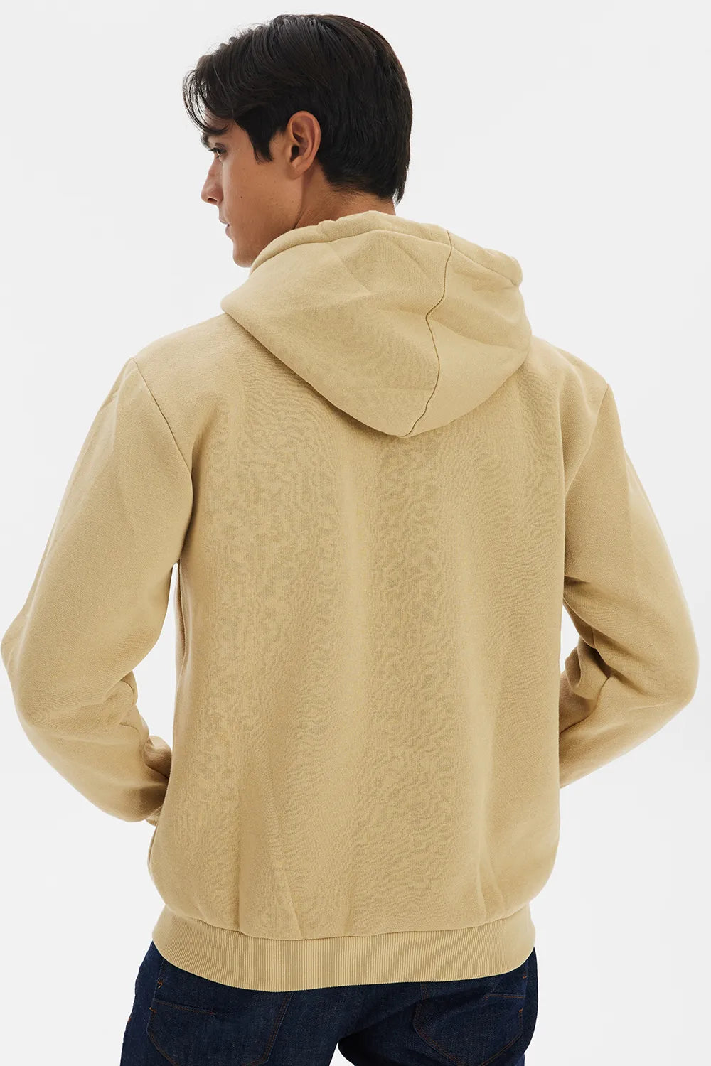 Blusa Moletom Masculina Com Zíper Bege Médio