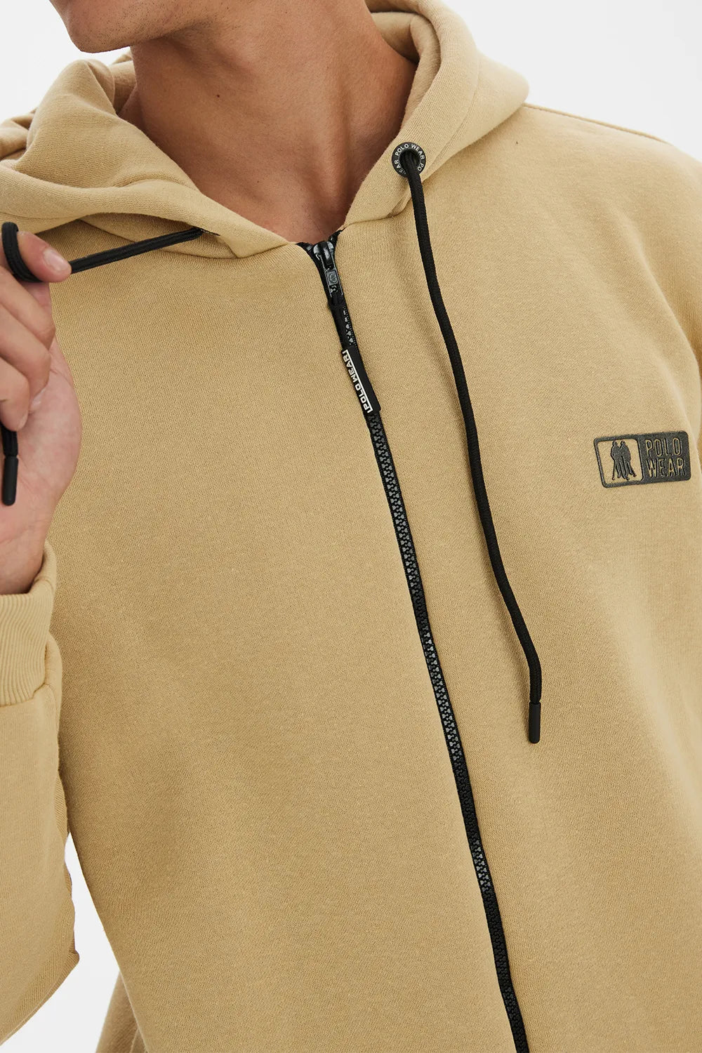 Blusa Moletom Masculina Com Zíper Bege Médio