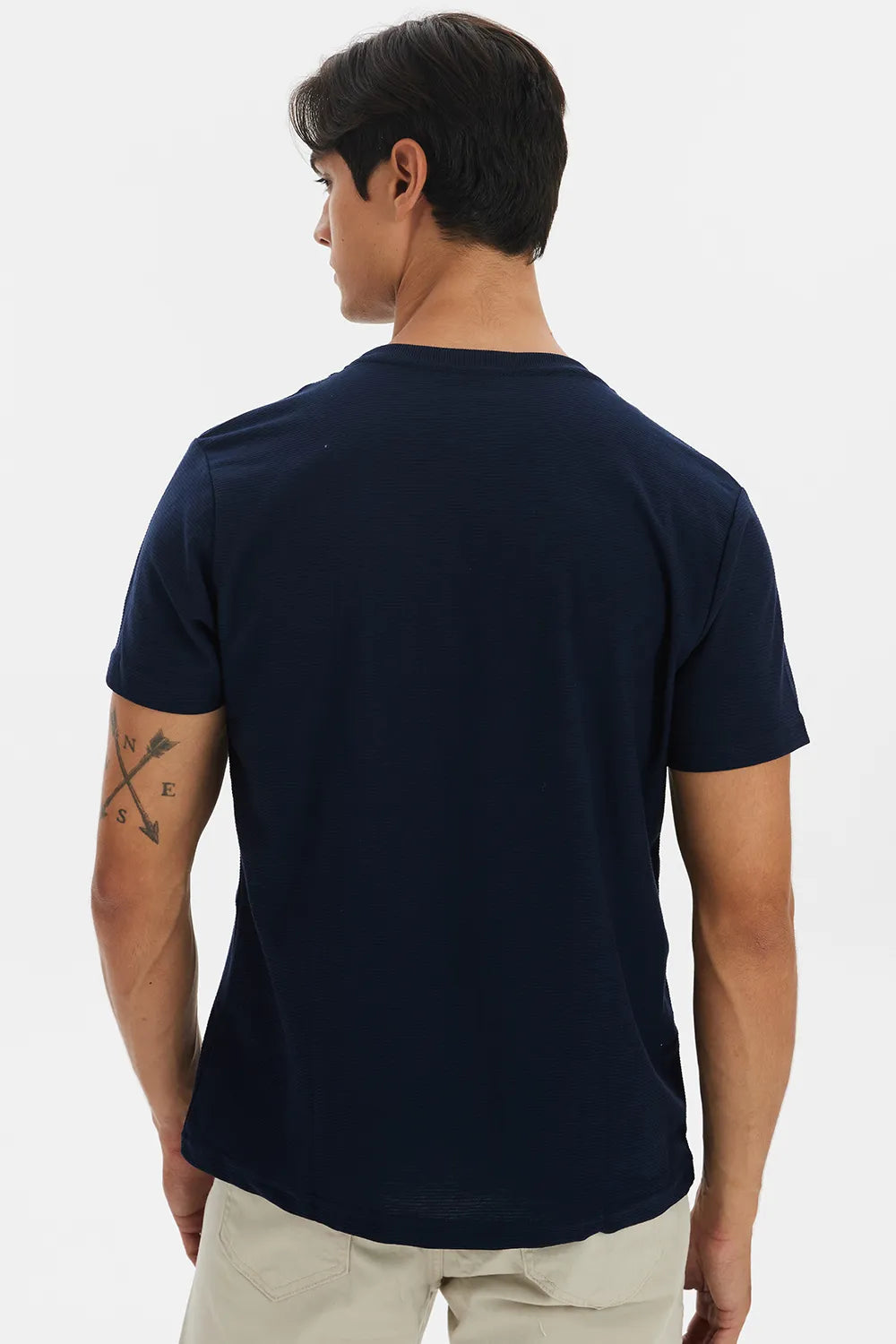 Camiseta Masculina Manga Curta Azul Escuro
