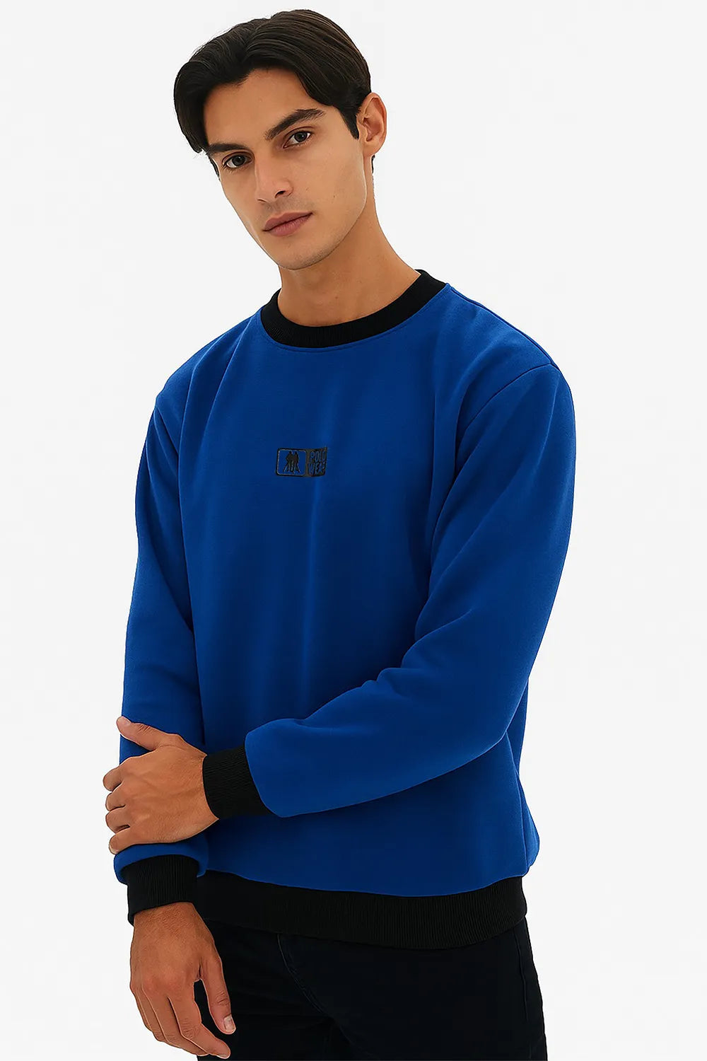 Blusa Moletom Masculina Gola Careca Azul Claro