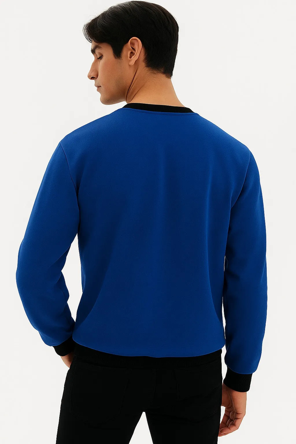 Blusa Moletom Masculina Gola Careca Azul Claro