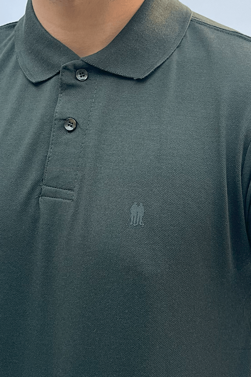 Polo Masculina Piquet Básica Com Botões Verde Escuro
