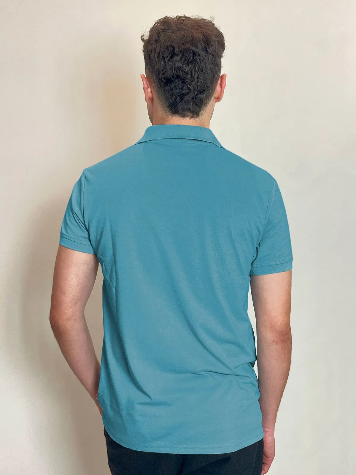 Polo Piquet Masculina Básica Manga Curta Azul Médio