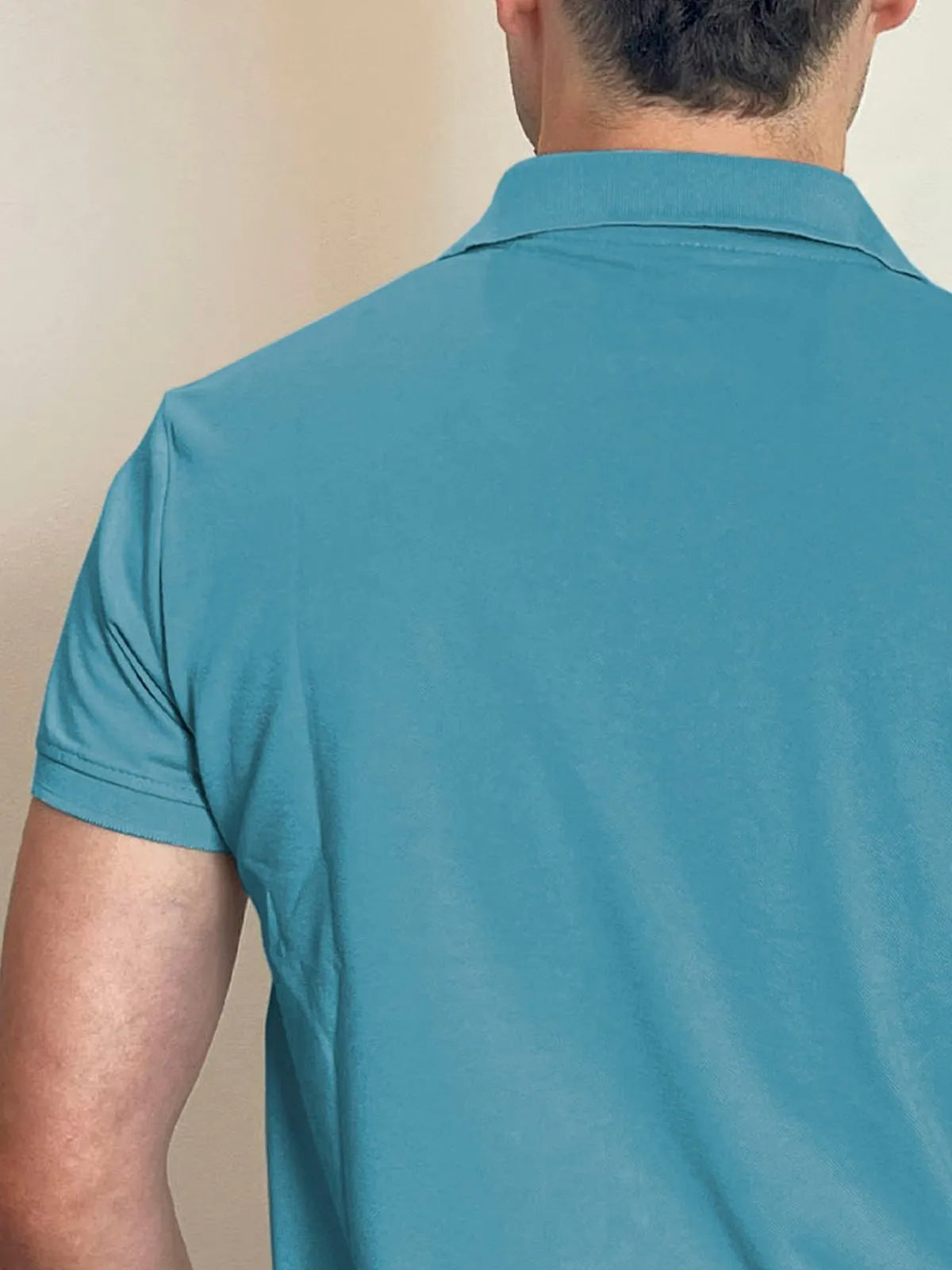 Polo Piquet Masculina Básica Manga Curta Azul Médio