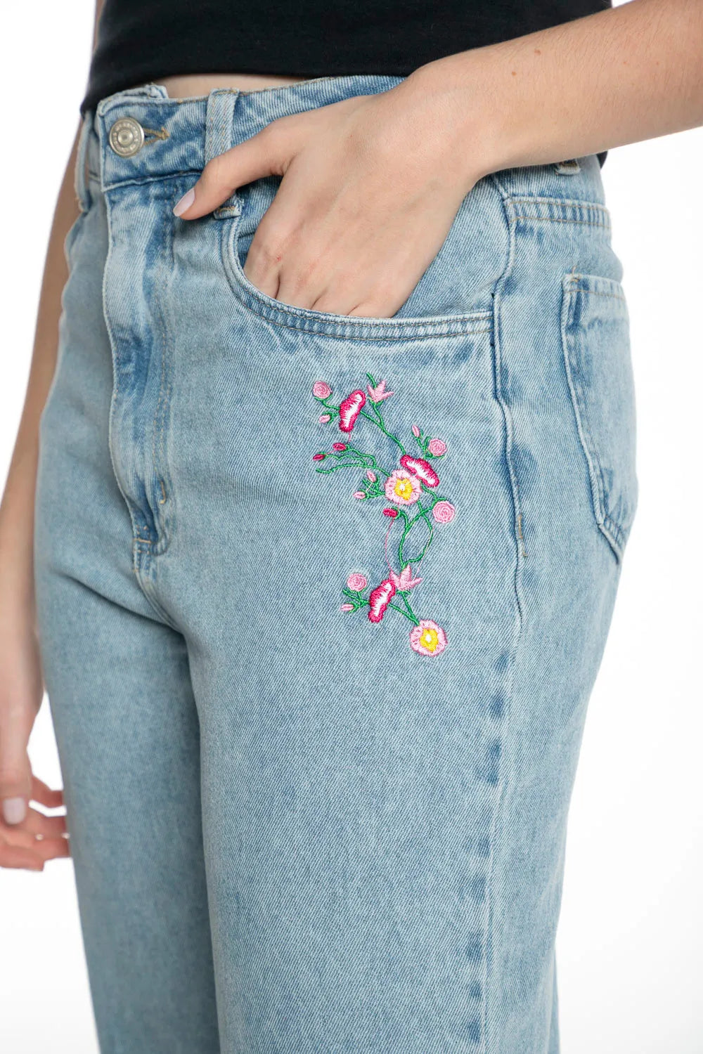 Calça Feminina Jeans Puído Jeans Claro
