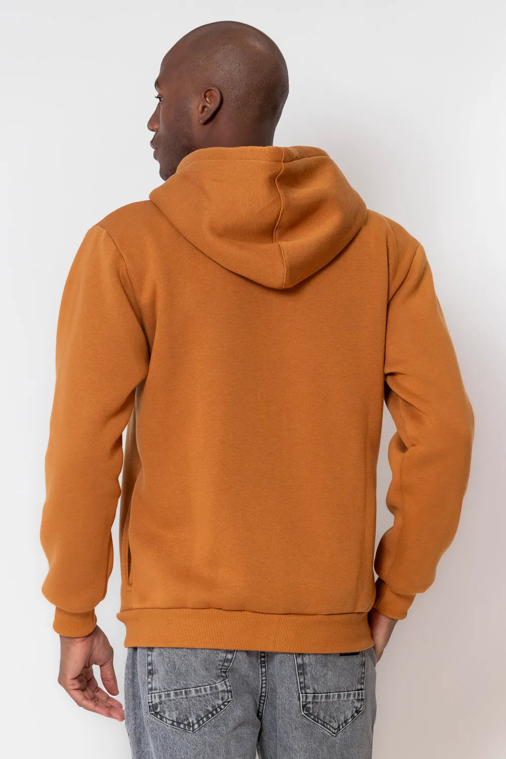 Blusa Moletom Masculina Com Zíper Marrom Médio