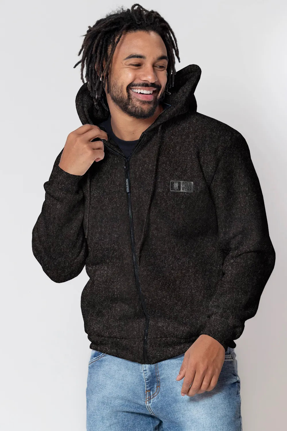 Blusa Moletom Masculina Com Zíper Preto