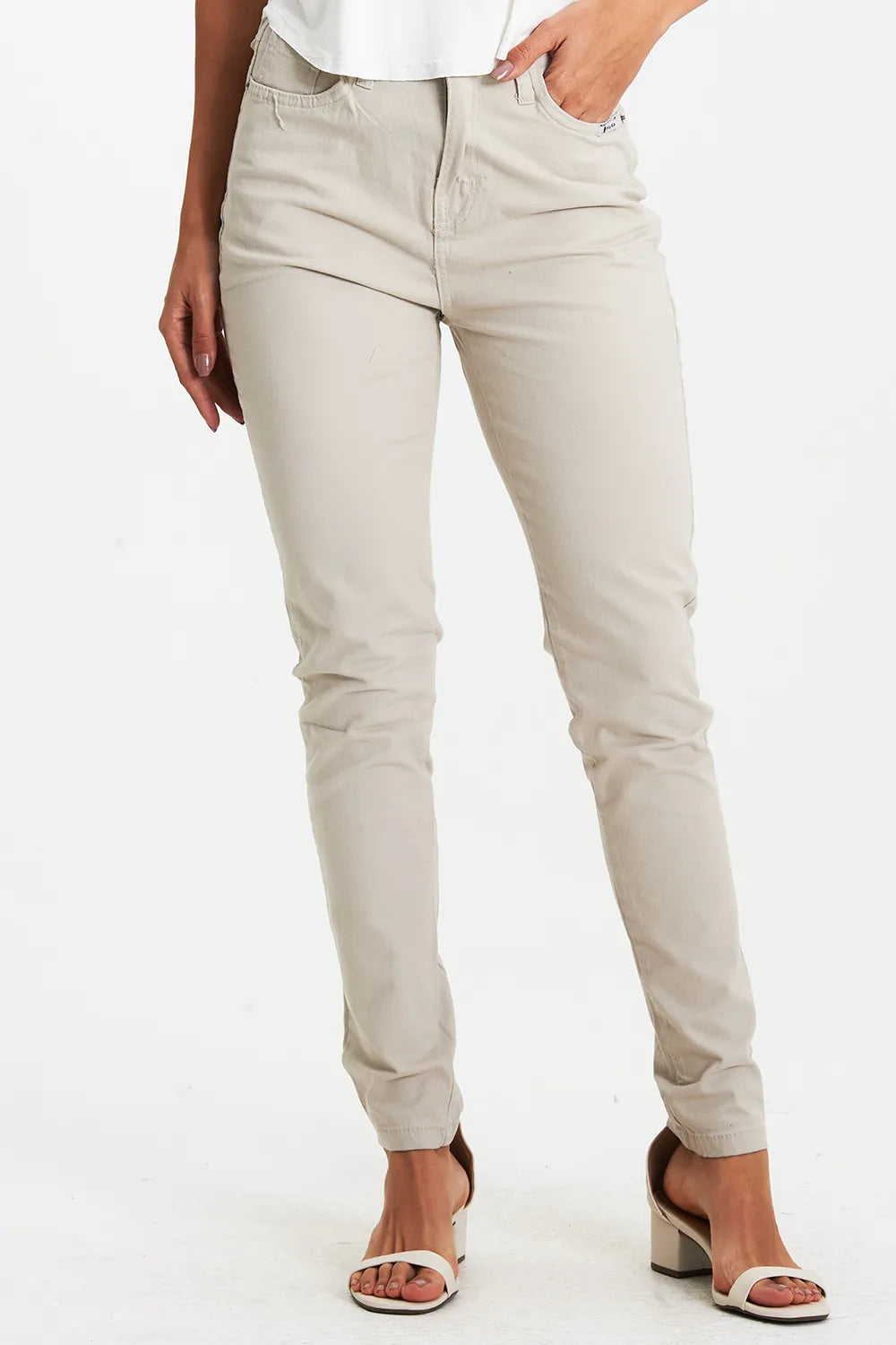 Calça Feminina Sarja Skinny Claro