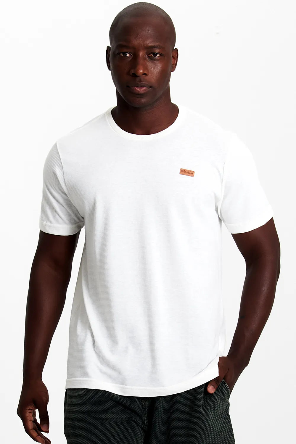 Camiseta Masculina Manga Curta Bege Médio