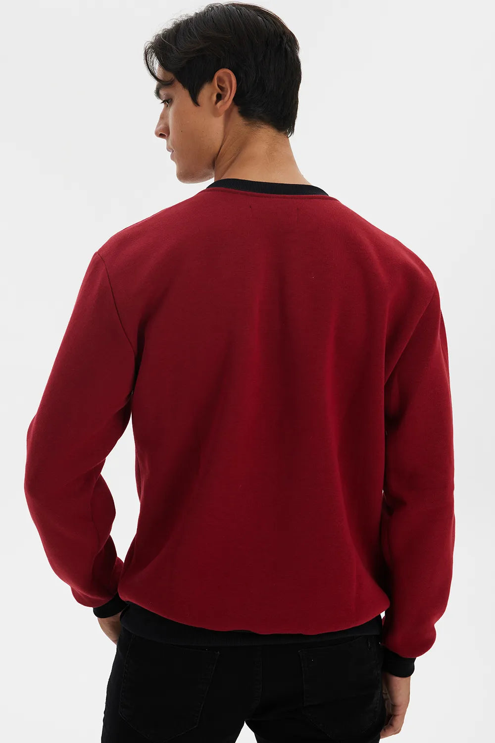 Blusa Moletom Masculina Gola Careca Vermelho Médio