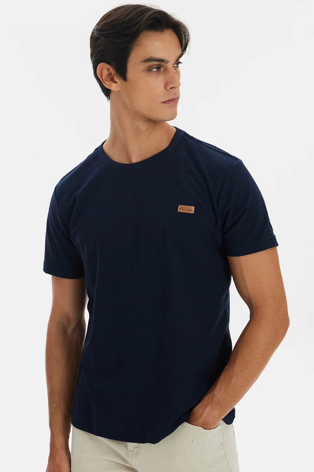 Camiseta Masculina Manga Curta Azul Escuro
