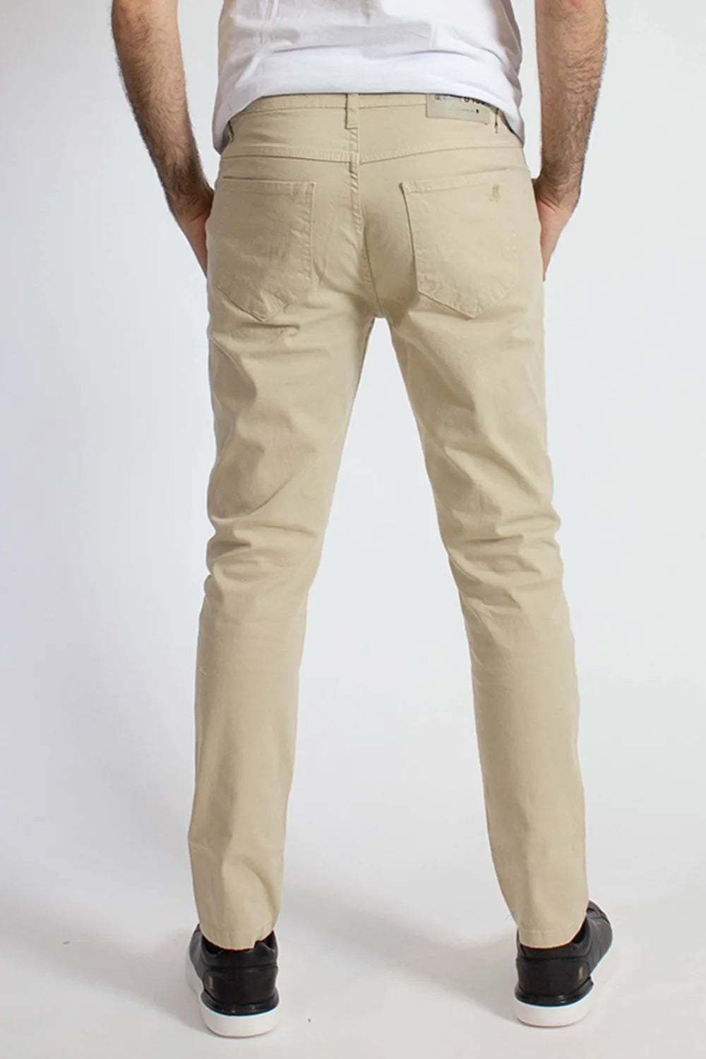 Calça Sarja Masculina Slim Básica Bege Médio