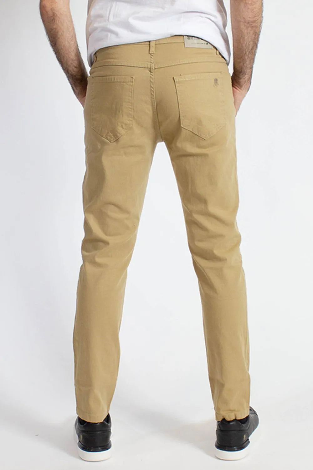 Calça Sarja Masculina Slim Básica Bege Escuro