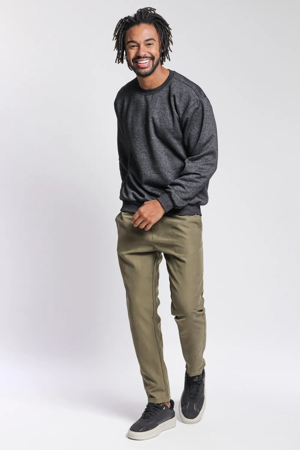 Blusa Moletom Masculina Gola Careca Preto Mescla