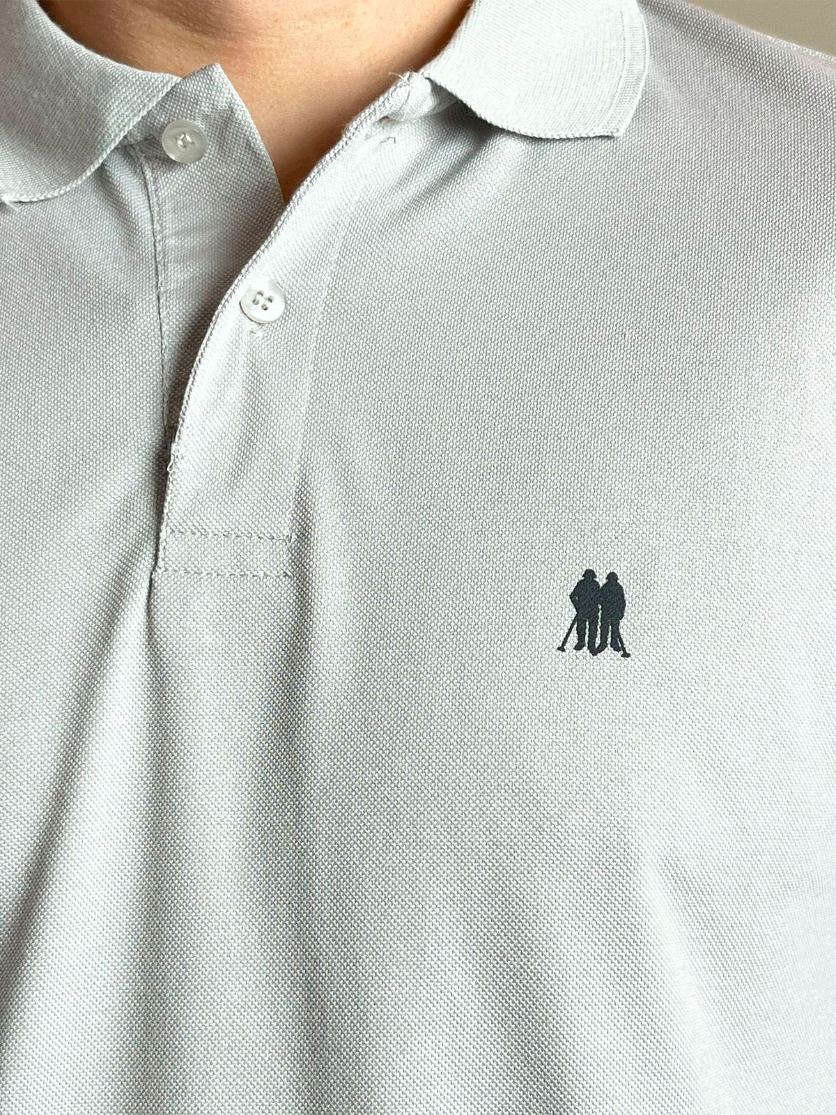 Polo Masculina Piquet Básica Com Botões Bege Escuro