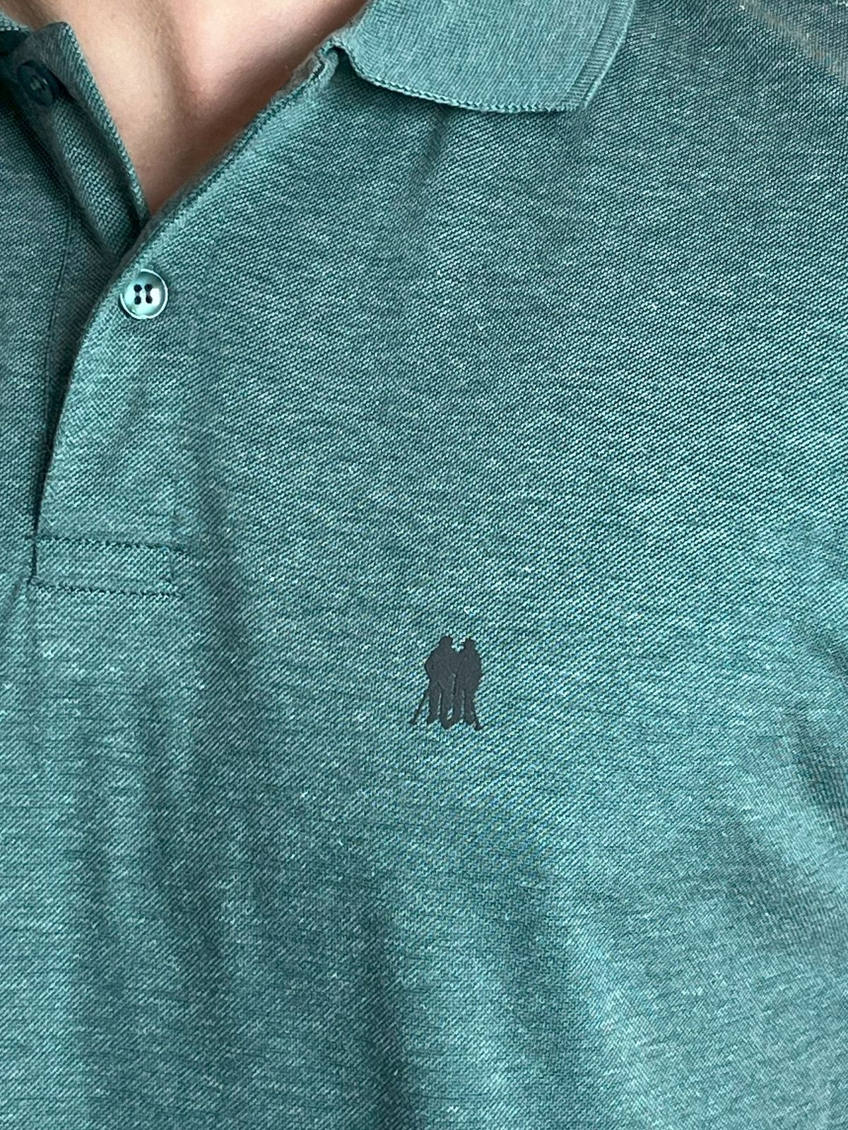 Polo Masculina Piquet Básica Com Botões Verde Claro