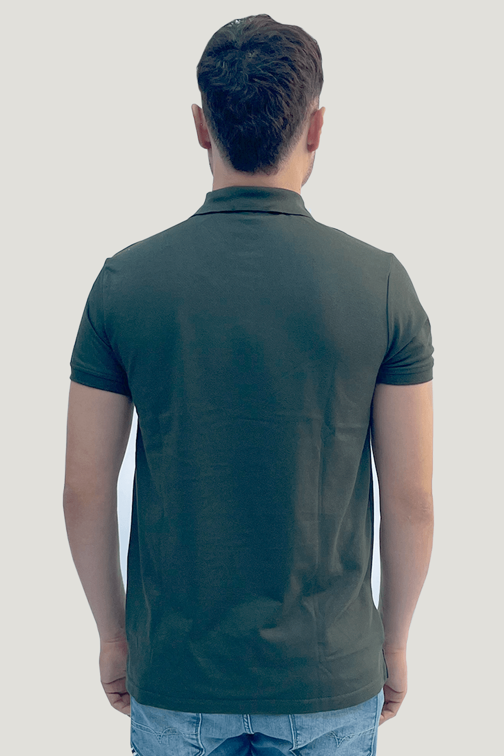 Polo Masculina Piquet Básica Com Botões Verde Escuro