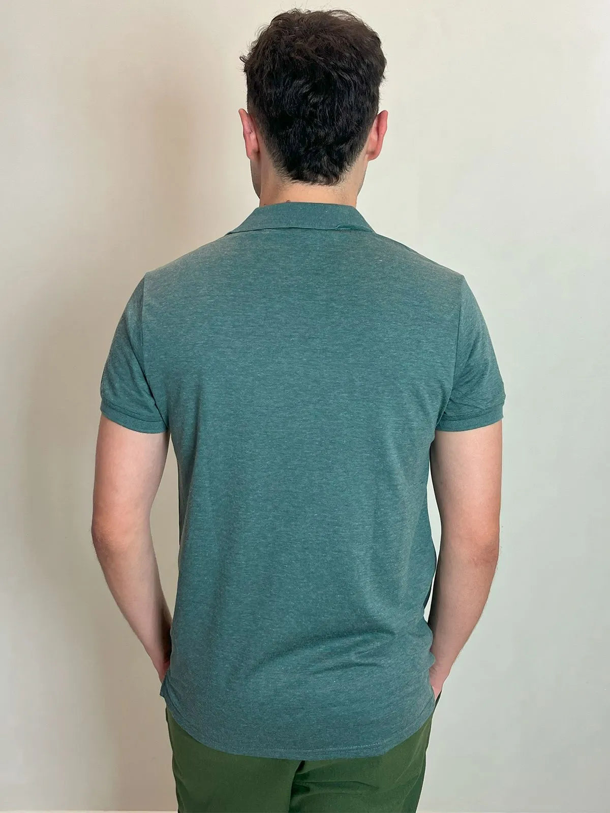 Polo Masculina Piquet Básica Com Botões Verde Claro