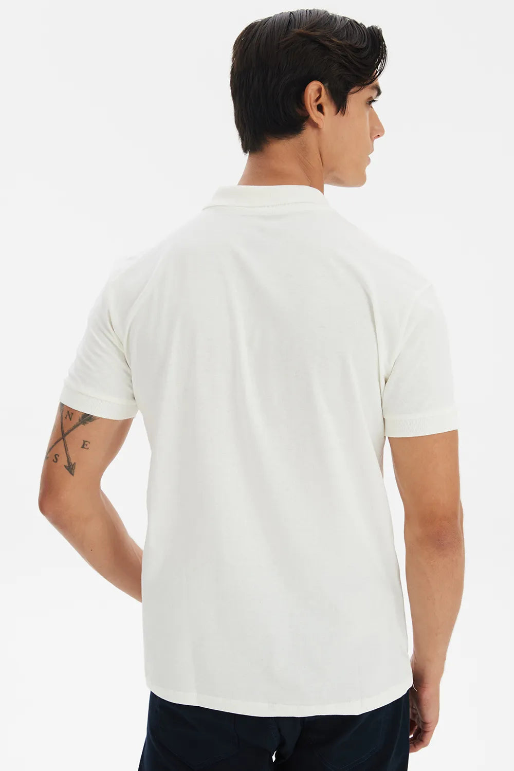 Polo Masculina Meia Malha Branco