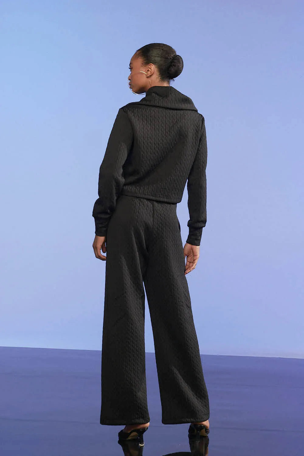 Calça Feminina Wide Leg Matelasse Smk Preto